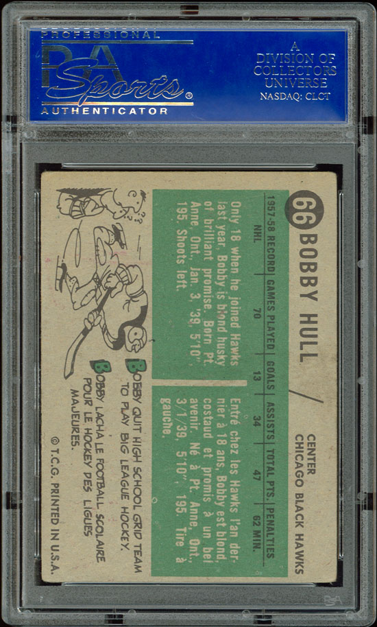 1958 59 Topps #66 Bobby Hull Rookie Autograph PSA/DNA 9  